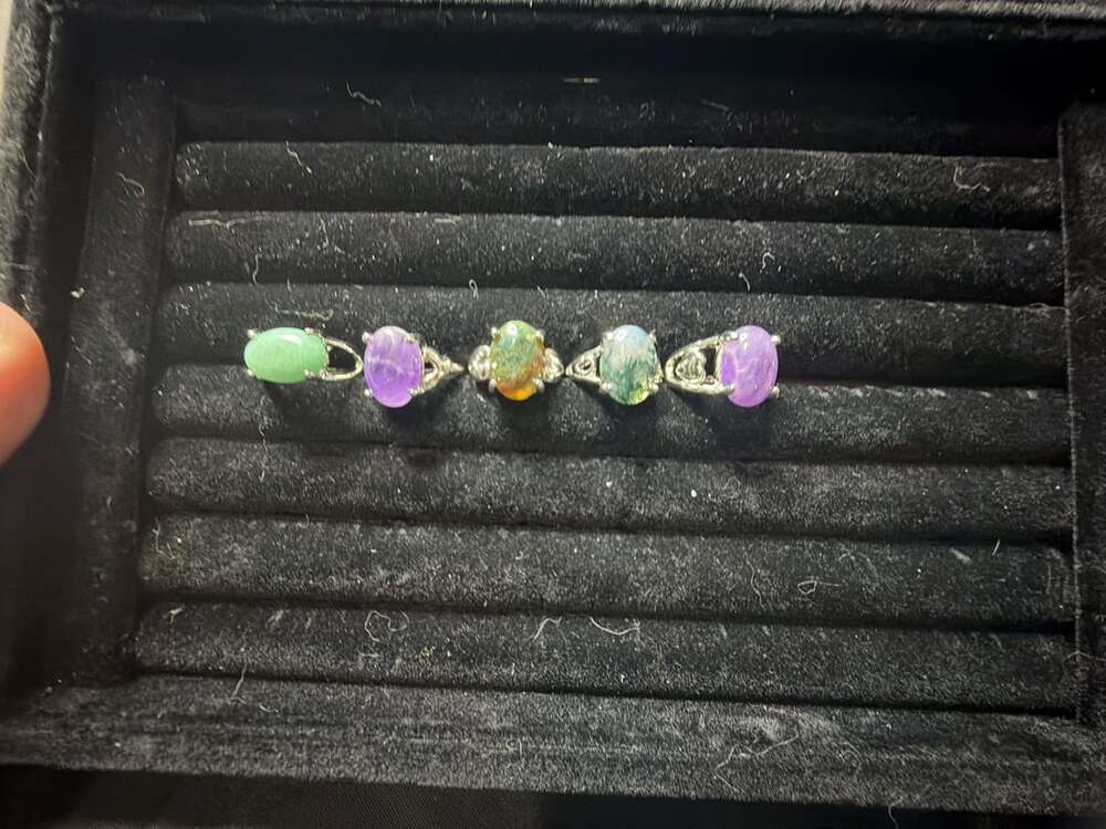 Gemstone Ring Set Silver Multi-Stone Lot